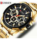Relógio Curren Masculino 8361 Dourado Aço Inoxidável Cor do fundo Preto