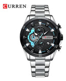 Relógio Curren Fashion Luminous Dial Chronograph Masculino Cor Do Bisel Branco/preto